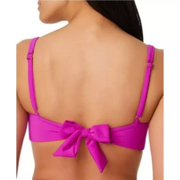 New Bar III Women's Resort Solids Ring-Detail Tie-Back Bikini Top - Picture 2 of 3